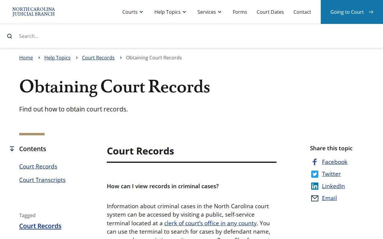 Hoke County criminal court case record access instructions