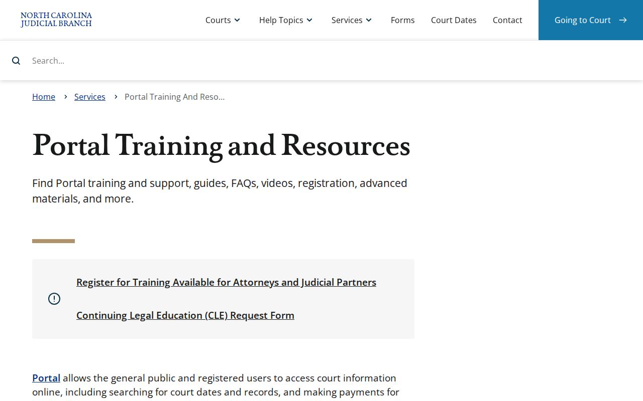 Hoke County criminal court cases Portal search training