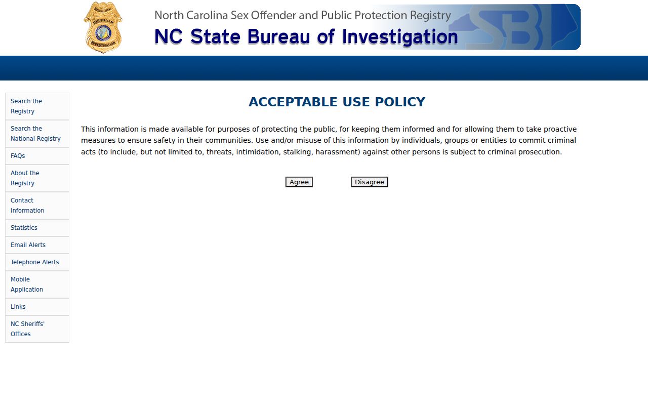 Hoke County sex offender registry search interface