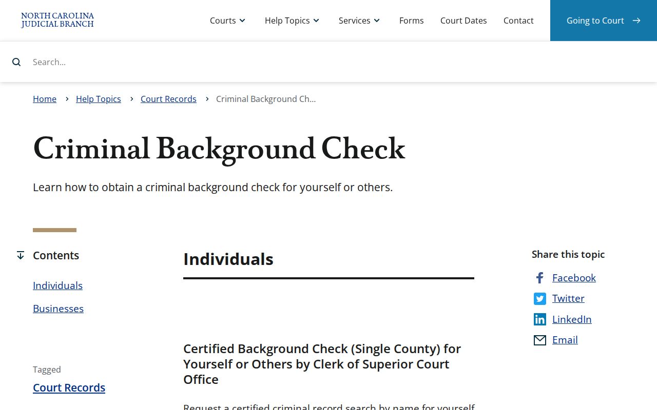Hoke County criminal record clerk background check options