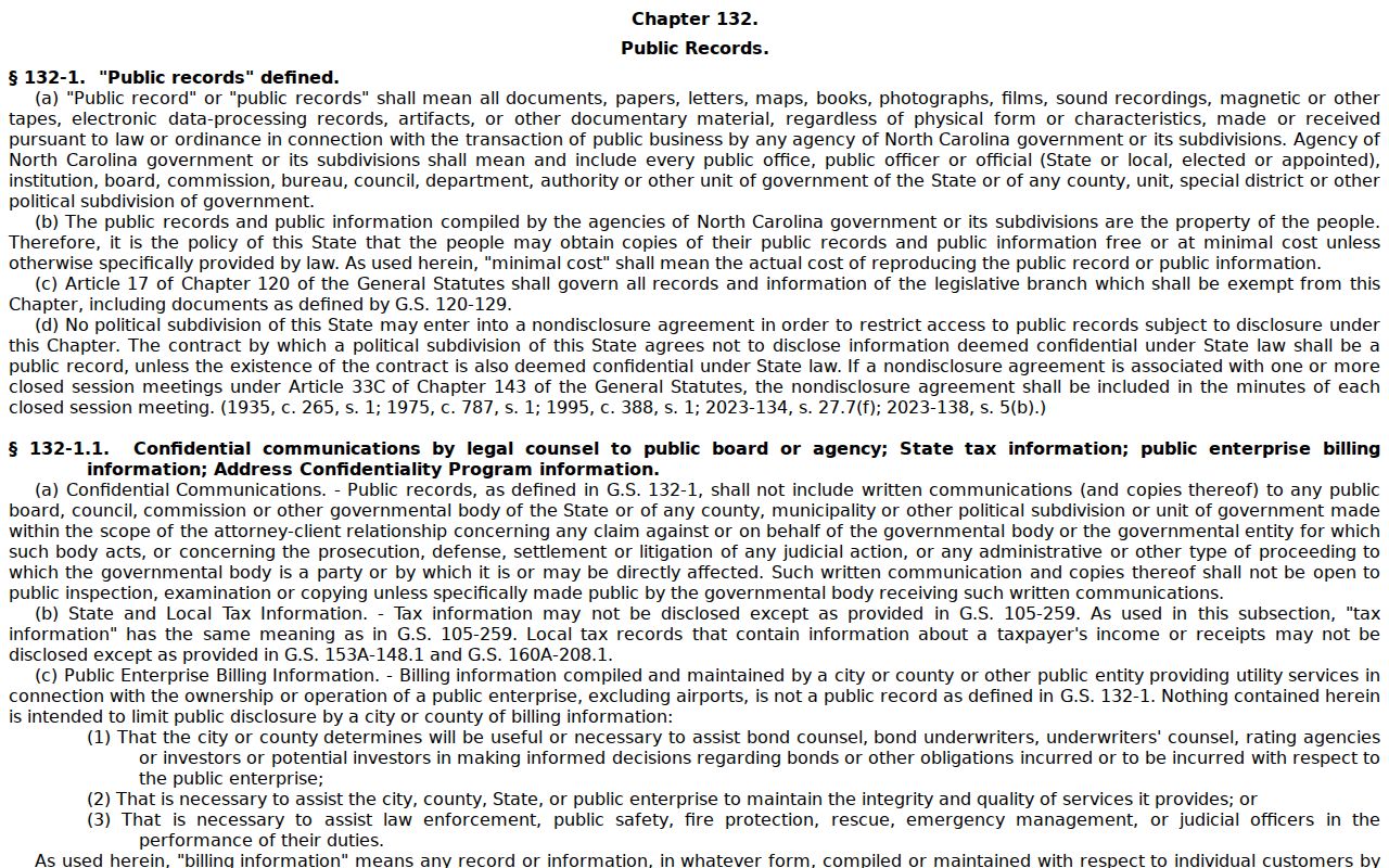 Hoke County criminal records North Carolina Public Records Law